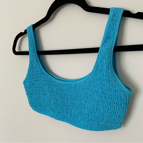 L Space Smocked Bikini Set Blue Aquarius Izzie Top Barlette Bikini Bottom Small - Picture 8 of 12
